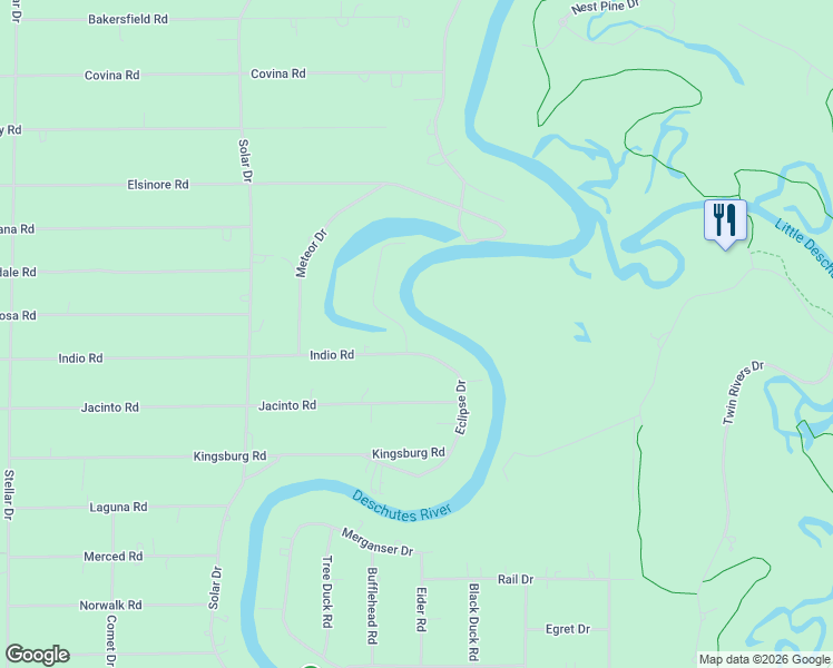 map of restaurants, bars, coffee shops, grocery stores, and more near 56470 Eclipse Drive in Bend