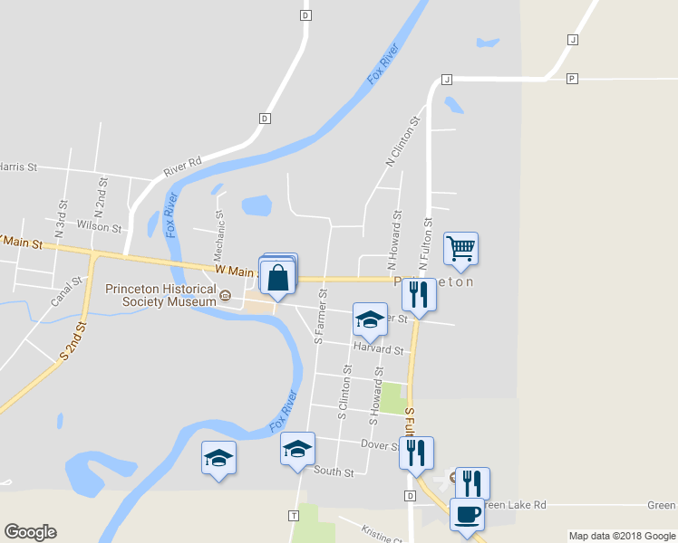 map of restaurants, bars, coffee shops, grocery stores, and more near 324 West Main Street in Princeton