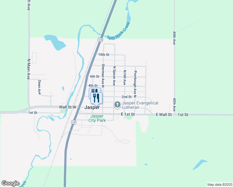 map of restaurants, bars, coffee shops, grocery stores, and more near 200 East 2nd Street in Jasper
