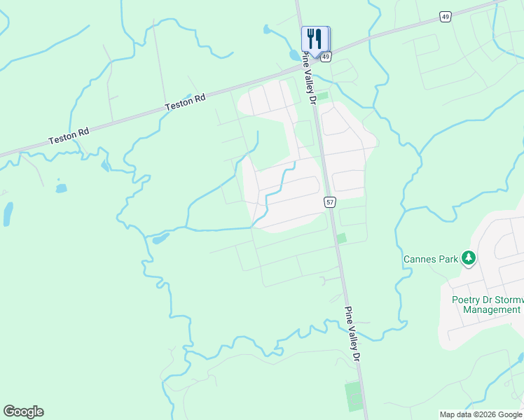 map of restaurants, bars, coffee shops, grocery stores, and more near in Vaughan