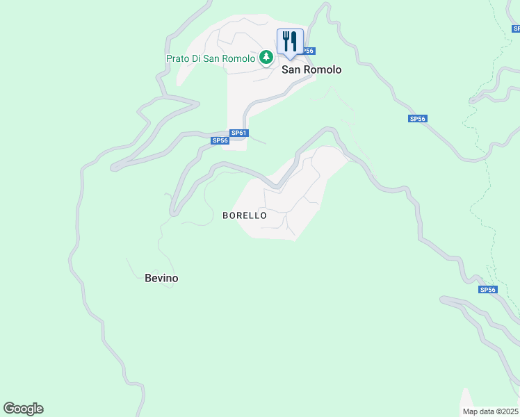 map of restaurants, bars, coffee shops, grocery stores, and more near 40 Regione Borello in San Romolo