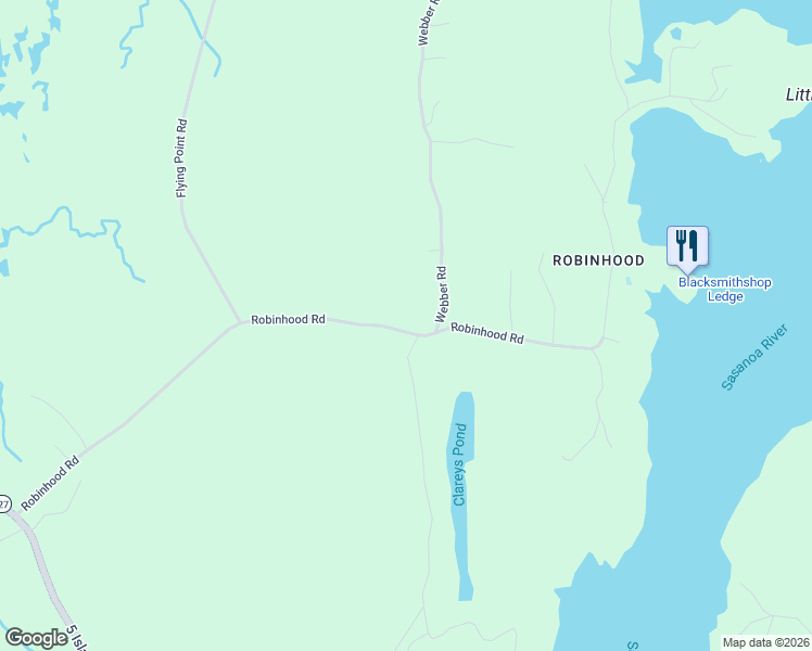 map of restaurants, bars, coffee shops, grocery stores, and more near 194 Robinhood Road in Georgetown