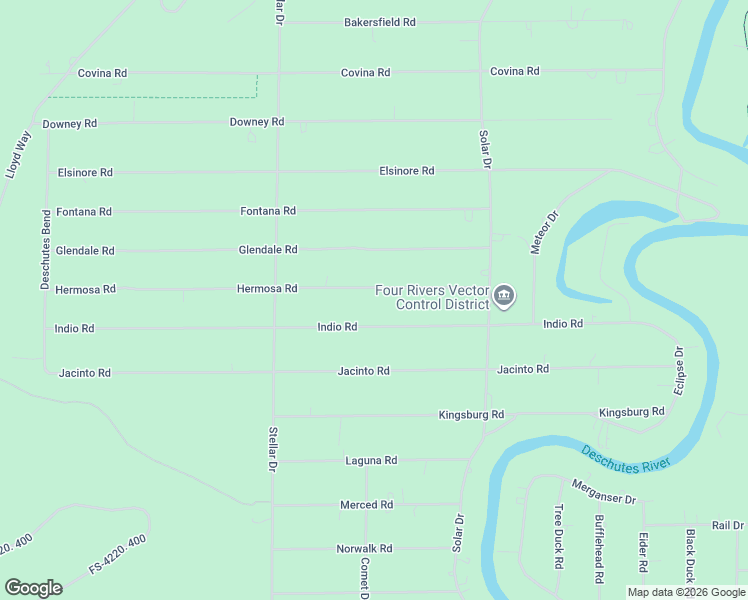 map of restaurants, bars, coffee shops, grocery stores, and more near 17092 Indio Road in Bend