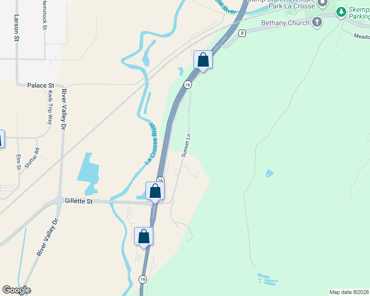 map of restaurants, bars, coffee shops, grocery stores, and more near 1939 Sunset Lane in La Crosse