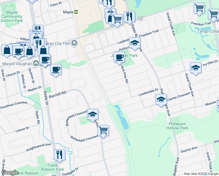 map of restaurants, bars, coffee shops, grocery stores, and more near 271 Golden Orchard Road in Vaughan