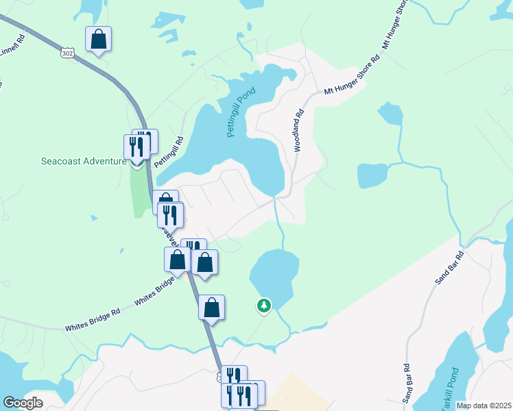 map of restaurants, bars, coffee shops, grocery stores, and more near 25 Anglers Road in Windham