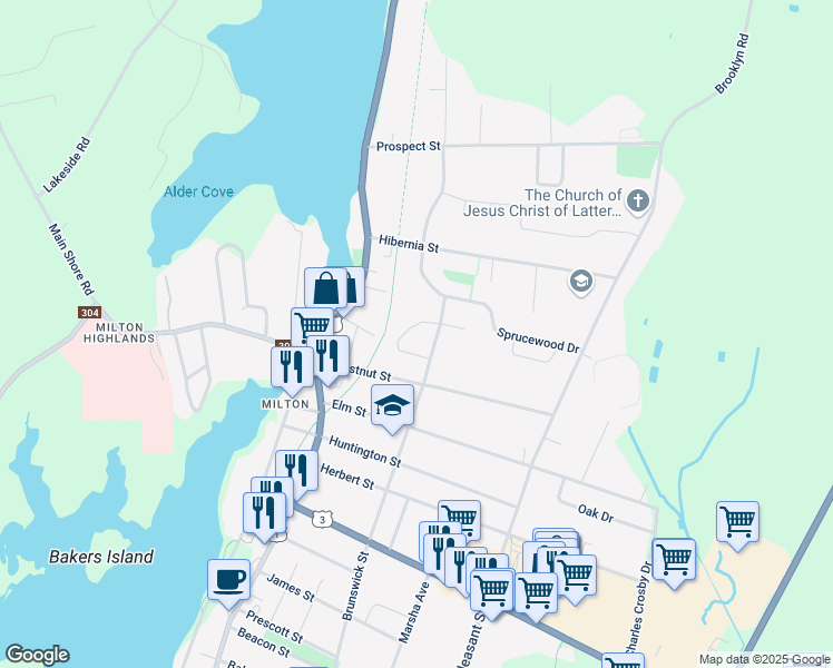 map of restaurants, bars, coffee shops, grocery stores, and more near 26 Vaughne Avenue in Yarmouth