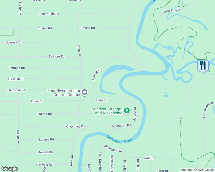 map of restaurants, bars, coffee shops, grocery stores, and more near 56515 Eclipse Drive in Bend