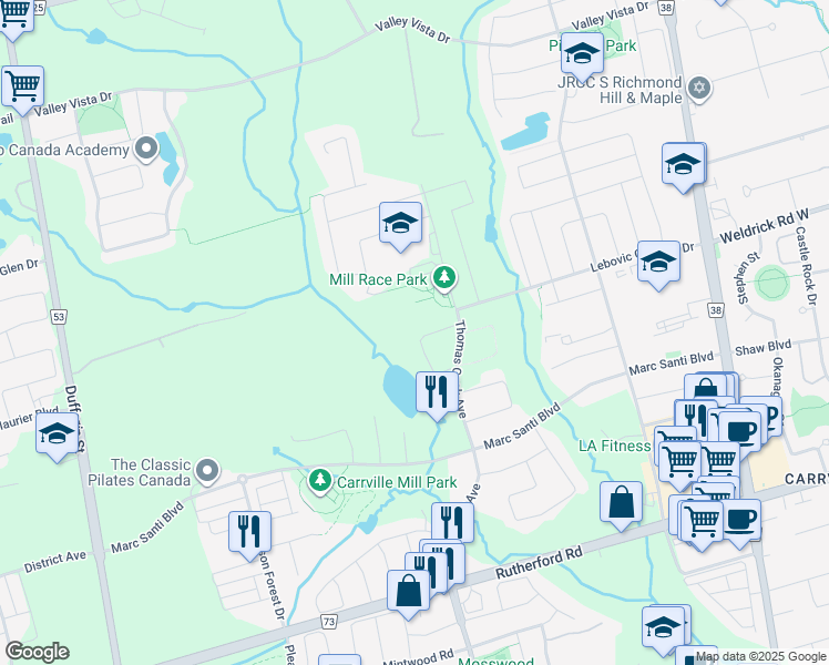 map of restaurants, bars, coffee shops, grocery stores, and more near 78 Arianna Crescent in Vaughan