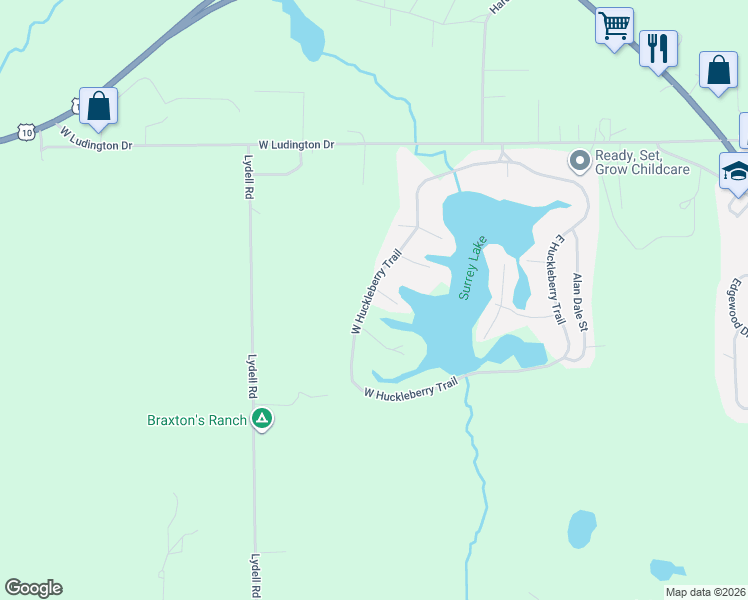 map of restaurants, bars, coffee shops, grocery stores, and more near 3711 West Huckleberry Trail in Farwell