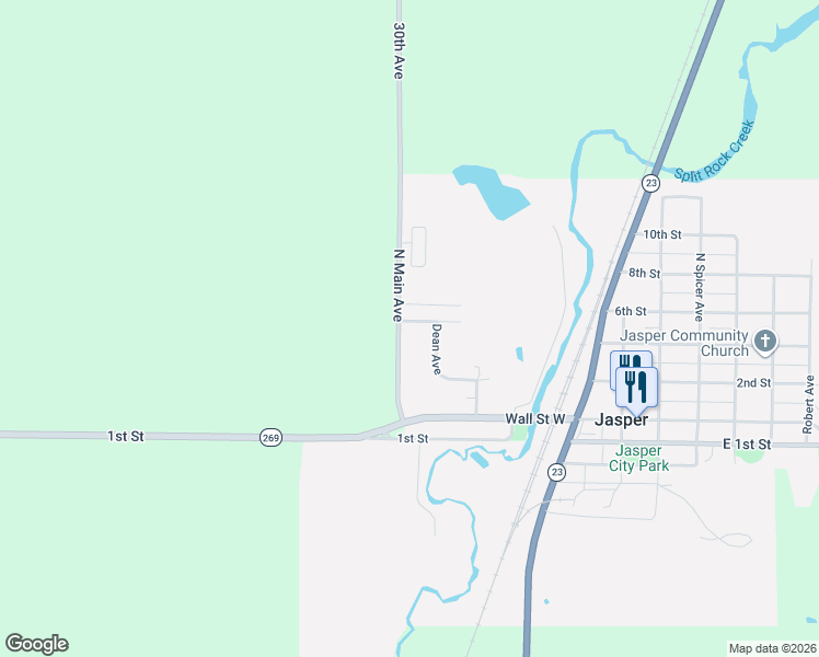 map of restaurants, bars, coffee shops, grocery stores, and more near 224 Dean Avenue in Jasper