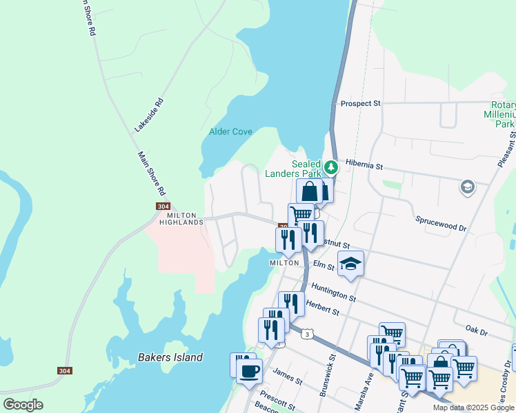map of restaurants, bars, coffee shops, grocery stores, and more near 6 Chipman Lane in Yarmouth
