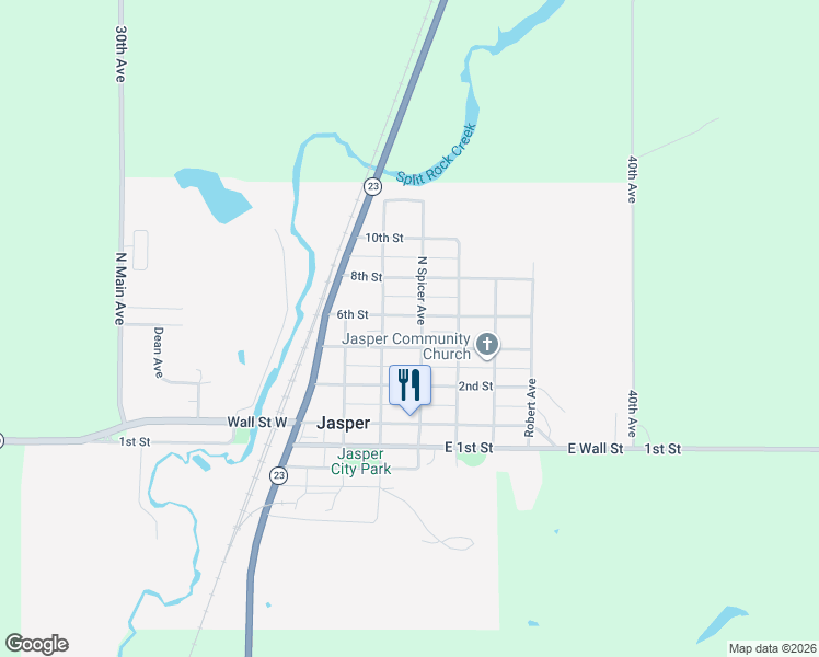 map of restaurants, bars, coffee shops, grocery stores, and more near 320 North Spicer Avenue in Jasper
