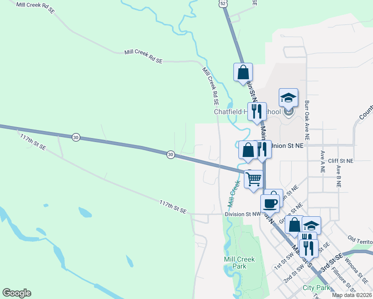 map of restaurants, bars, coffee shops, grocery stores, and more near 306 Orchard Ridge Road in Chatfield