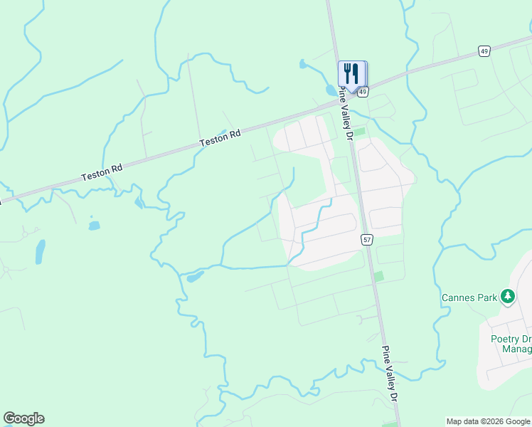 map of restaurants, bars, coffee shops, grocery stores, and more near 20 Seraville Street in Vaughan