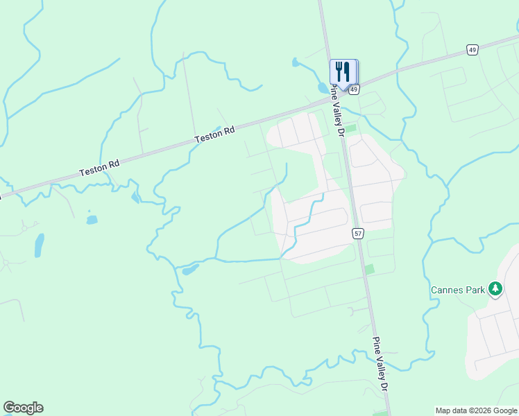 map of restaurants, bars, coffee shops, grocery stores, and more near 10320-10620 Pine Valley Drive in Vaughan