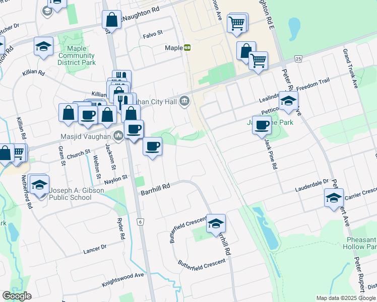 map of restaurants, bars, coffee shops, grocery stores, and more near 230 Marlott Road in Vaughan