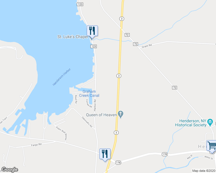 map of restaurants, bars, coffee shops, grocery stores, and more near in Henderson Harbor