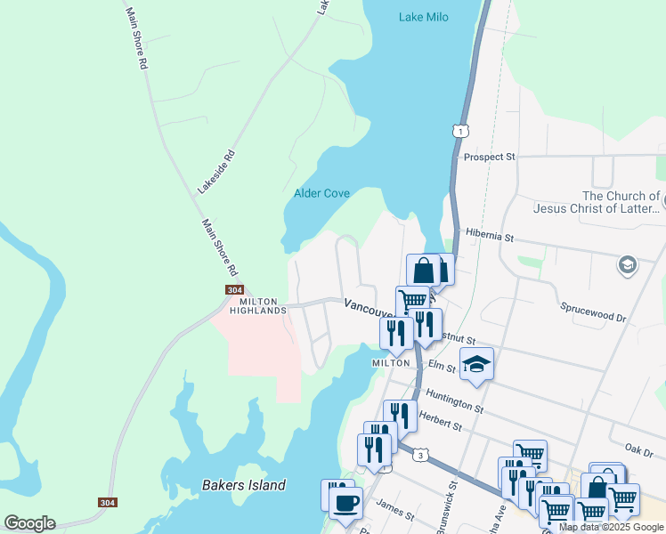 map of restaurants, bars, coffee shops, grocery stores, and more near 23 Caie Crescent in Yarmouth