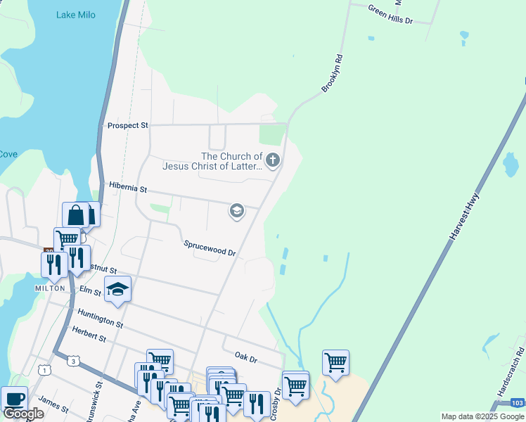 map of restaurants, bars, coffee shops, grocery stores, and more near 373 Pleasant Street in Yarmouth
