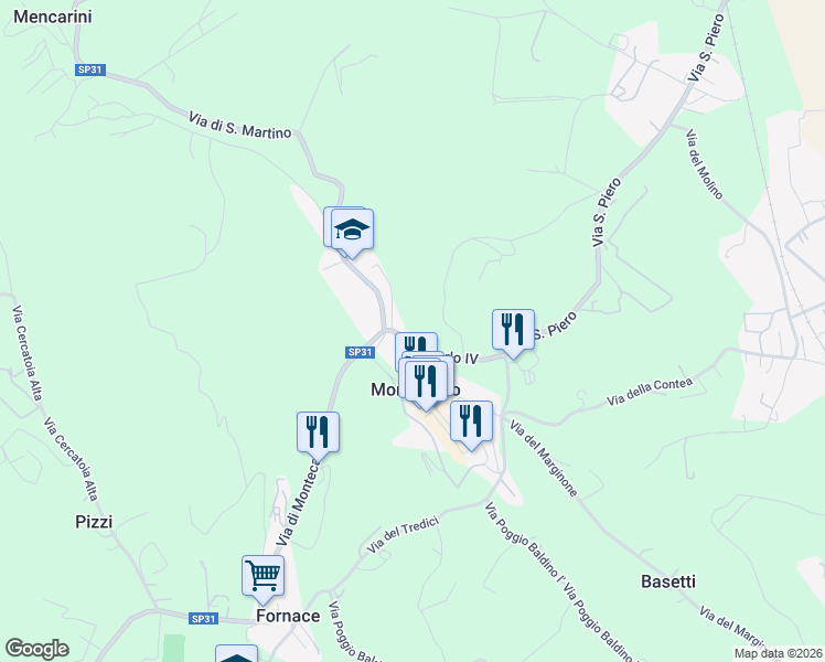 map of restaurants, bars, coffee shops, grocery stores, and more near in Province of Lucca