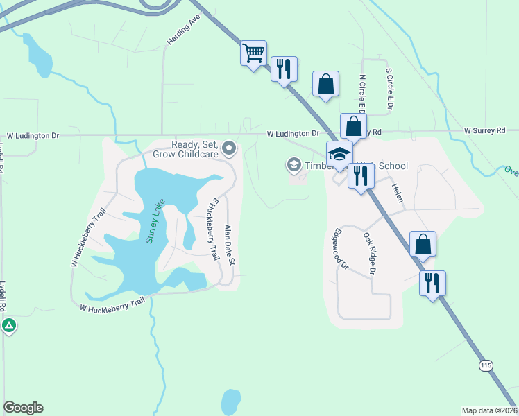 map of restaurants, bars, coffee shops, grocery stores, and more near 2685 Alan Dale Street in Farwell