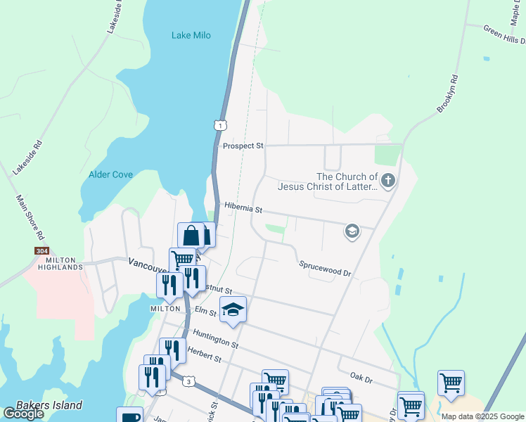 map of restaurants, bars, coffee shops, grocery stores, and more near 40 Hibernia Street in Yarmouth