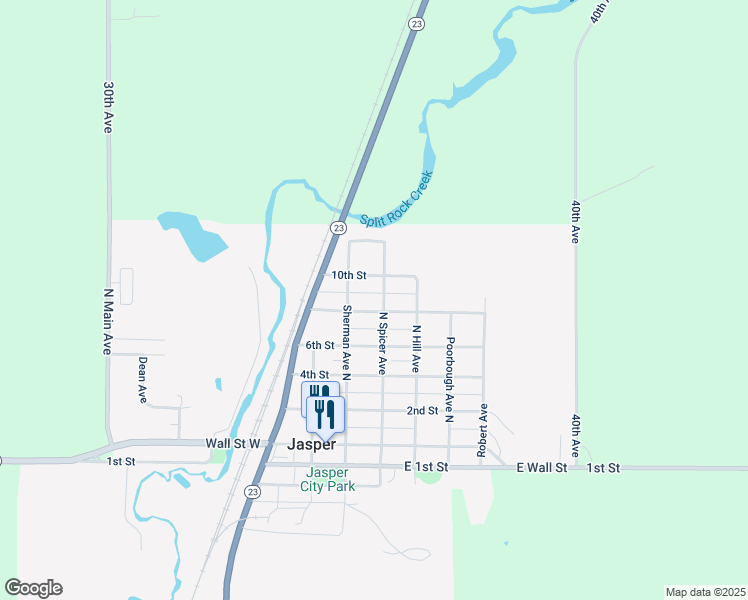 map of restaurants, bars, coffee shops, grocery stores, and more near 116 8th Street in Jasper