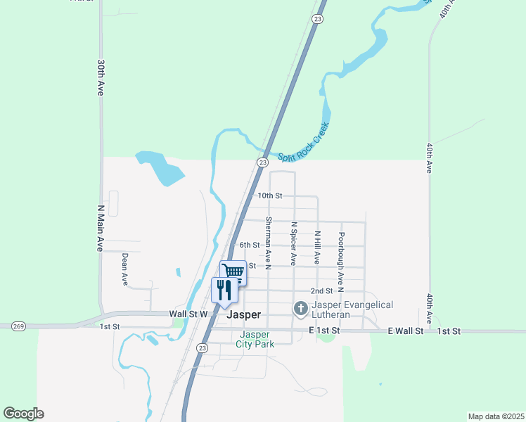 map of restaurants, bars, coffee shops, grocery stores, and more near 500 Sherman Avenue North in Jasper