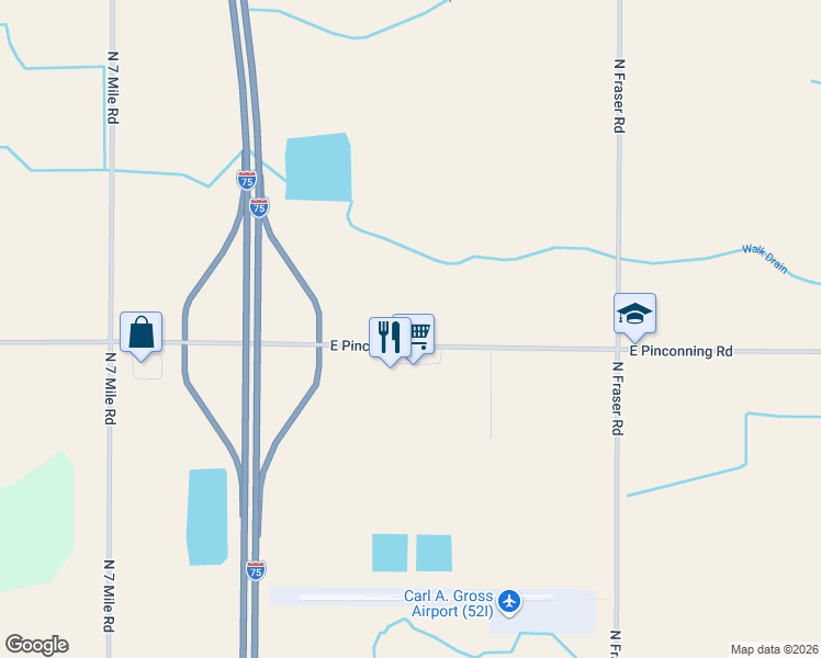 map of restaurants, bars, coffee shops, grocery stores, and more near 699-867 E Pinconning Rd in Pinconning