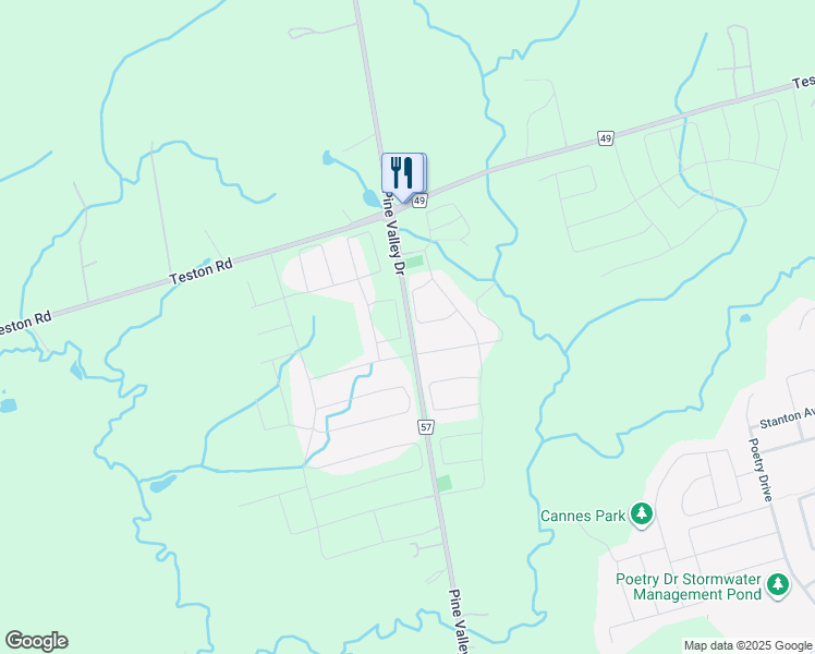 map of restaurants, bars, coffee shops, grocery stores, and more near 10620 Pine Valley Drive in Vaughan