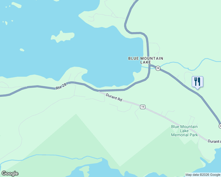 map of restaurants, bars, coffee shops, grocery stores, and more near 274-295 Durant Road in Indian Lake