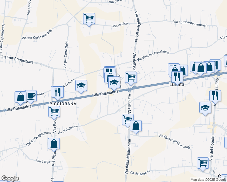 map of restaurants, bars, coffee shops, grocery stores, and more near 42 Via dell'Isola in Capannori