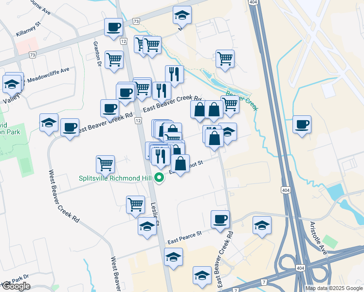 map of restaurants, bars, coffee shops, grocery stores, and more near 25 Sims Crescent in Richmond Hill