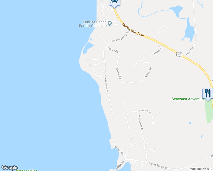 map of restaurants, bars, coffee shops, grocery stores, and more near 106 Mineral Spring Road in Windham