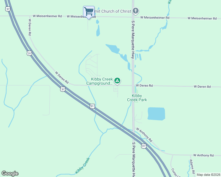 map of restaurants, bars, coffee shops, grocery stores, and more near 4879 West Deren Road in Ludington