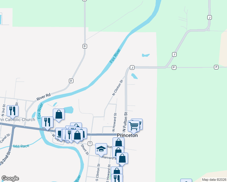 map of restaurants, bars, coffee shops, grocery stores, and more near 449 North Clinton Street in Princeton
