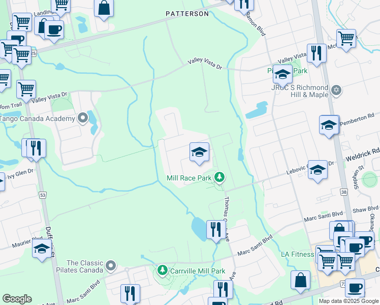 map of restaurants, bars, coffee shops, grocery stores, and more near 50 Chaiwood Court in Vaughan