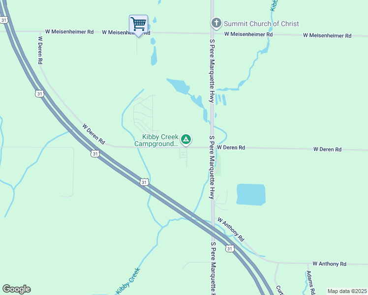 map of restaurants, bars, coffee shops, grocery stores, and more near 4879 West Deren Road in Ludington