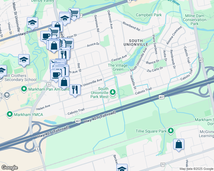 map of restaurants, bars, coffee shops, grocery stores, and more near 272 Helen Avenue in Markham