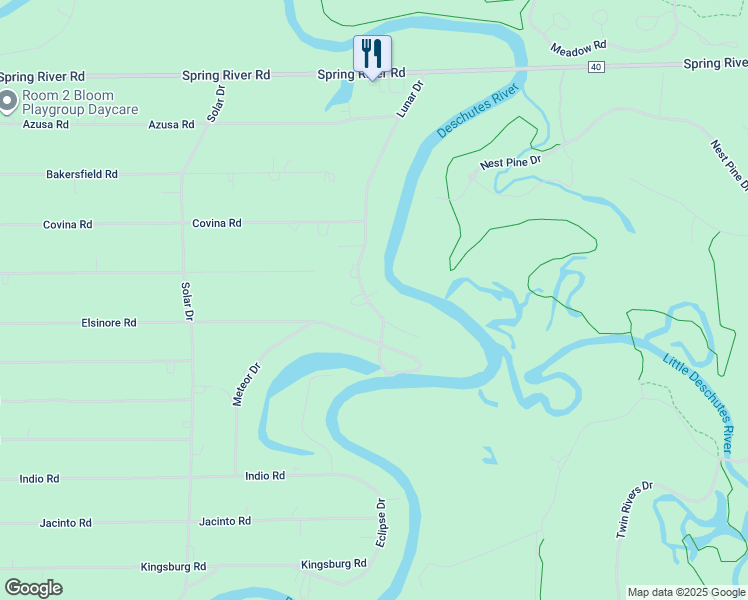 map of restaurants, bars, coffee shops, grocery stores, and more near 56590 Lunar Drive in Bend