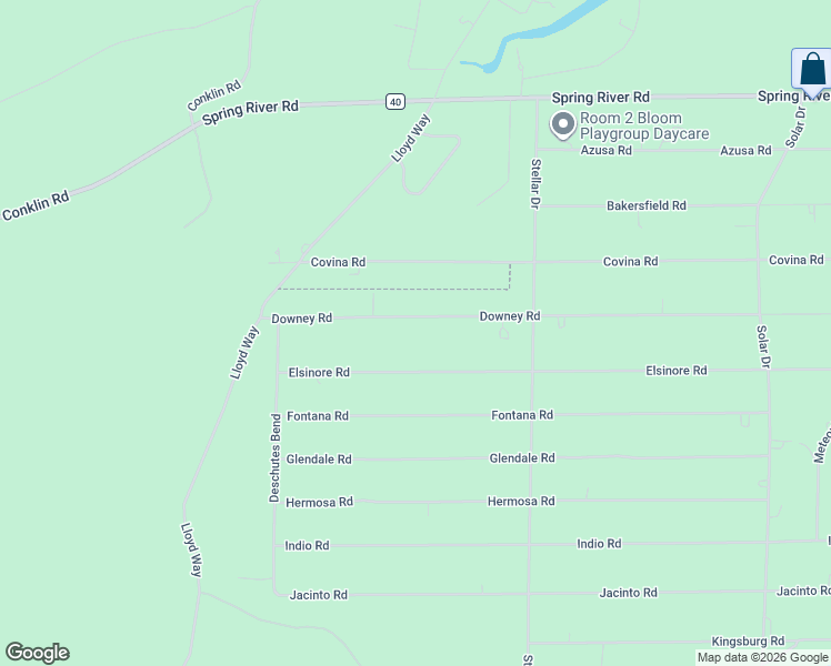 map of restaurants, bars, coffee shops, grocery stores, and more near 16914 Downey Road in Bend