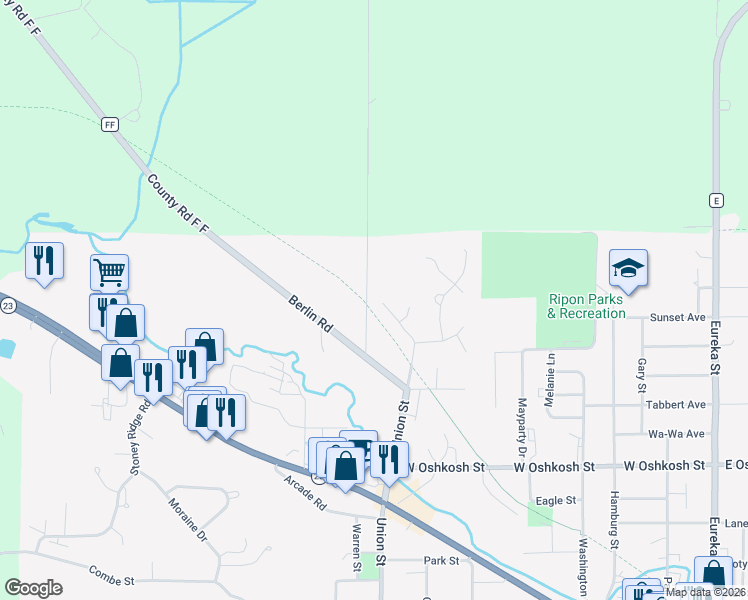 map of restaurants, bars, coffee shops, grocery stores, and more near 723 Chester Court in Ripon