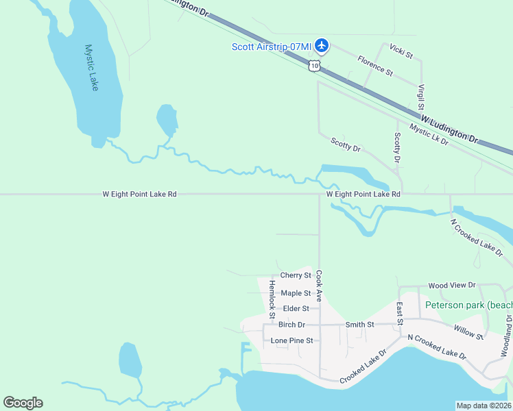 map of restaurants, bars, coffee shops, grocery stores, and more near 9093 West Eight Point Lake Road in Lake