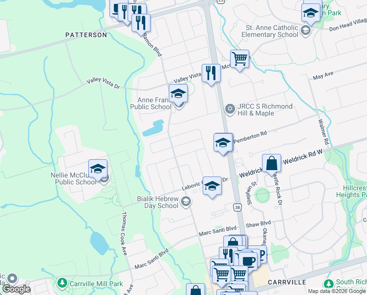 map of restaurants, bars, coffee shops, grocery stores, and more near 41 Haven Road in Vaughan