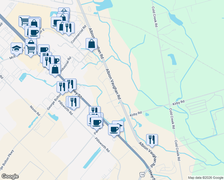 map of restaurants, bars, coffee shops, grocery stores, and more near 49 True Blue Crescent in Bolton