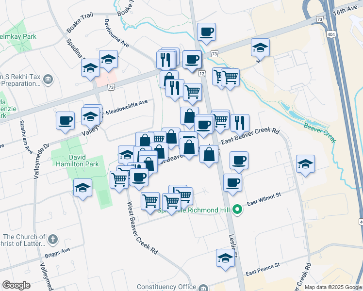 map of restaurants, bars, coffee shops, grocery stores, and more near 60 Granton Drive in Richmond Hill