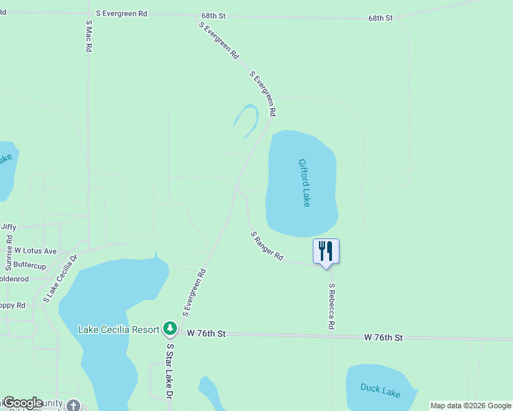 map of restaurants, bars, coffee shops, grocery stores, and more near 7573 West Bush Drive in Baldwin