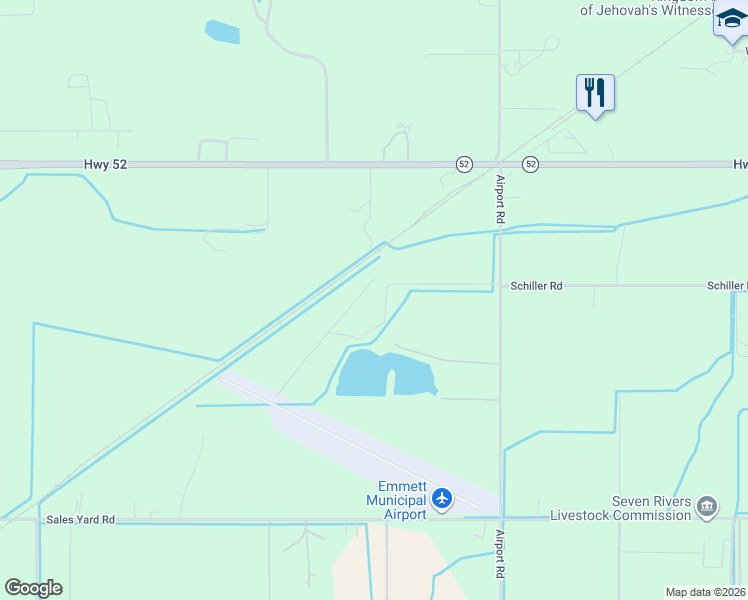 map of restaurants, bars, coffee shops, grocery stores, and more near Unnamed Road in Emmett