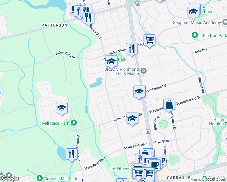map of restaurants, bars, coffee shops, grocery stores, and more near 18 Haven Road in Vaughan
